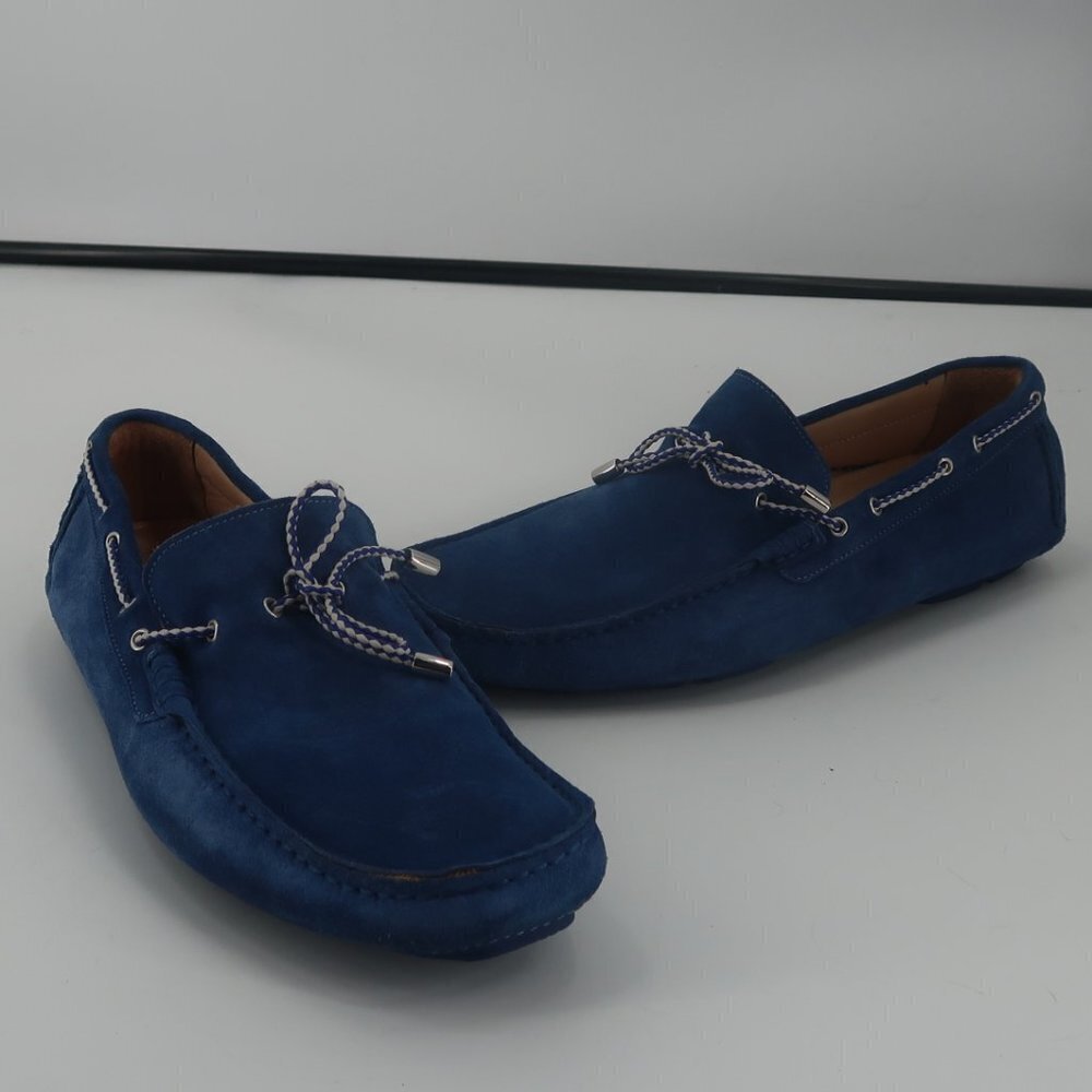 Bugatchi Made in Italy Men's Blue Suede Leather Driving Loafers Size 9 NWT